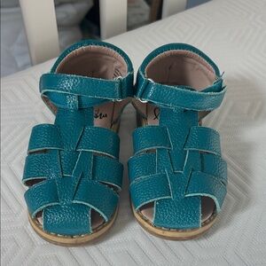 Monkey Feet Teal Leather Fisherman Sandals